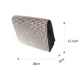 Elegant rhinestone evening clutch bag with sparkling crystals, compact size for party events. - Silver