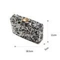 Black sequin evening clutch bag with gold metal lock, stylish metallic shoulder handbag for women. - Silver