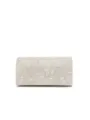 Details der elfenbeinfarbenen Spitzen-Abendtasche mit feiner Blumenstickerei und Textur. - KB975 Gold
