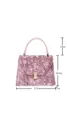 Roze fluwelen handtas detail met nauwkeurige afmetingen en elegante metalen sluiting. - KB662 Felroze