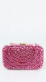 Stunning pink rhinestone evening clutch bag detail showing sparkling crystals and gold hardware. - TW181H Rose Red
