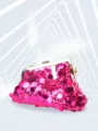 Glitzernde rosa Pailletten Abendtasche Detail, elegante Partytasche mit goldenem Metallrahmen. - TW169H Rosarot