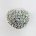 Silberne Strass Herz Clutch Tasche Detail, glitzernde Kristall Abendtasche Handtasche. - Großer Stein Silber
