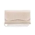 Glitzer Abendtasche für Damen Elegante Clutch Handtasche mit Silberner Kette - Champagnergold