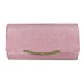 Detailed view of the elegant pink glitter evening clutch bag with gold metal clasp decoration. - TW083 Smooth Pink