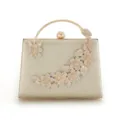 Elegante goldene Strass Abendtasche Clutch mit glitzernden Blumen und Schmetterling. - 2307 Gold