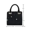 Schwarze bestickte Handtasche mit Perlen, elegante Abendtasche mit Henkel für Damen und Alltag. - Schwarz