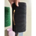 Elegant black glitter pleated evening clutch bag with gold metal clasp for women party. - TW020 Black