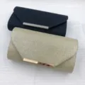 Elegante Glitzer Abendtasche Set für Damen, stilvolle Handtasche Clutch mit Metallsteg. - Gold