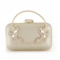 Exquisite goldene Glitzer-Abendtasche mit funkelnden Strassfedern und Metallgriff. - 2306 Gold