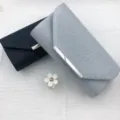 Elegante Glitzer Abendtasche Kuendeltasche mit Metallstange fuer Hochzeit und Partys. - Silber