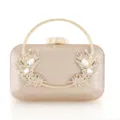 Elegante Pailletten Abendtasche mit goldenem Henkel und glitzernden Strass Details. - 2306 Champagner