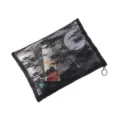Schwarze Spitzen Kosmetiktasche, transparente Netztasche, tragbarer Make-up Organizer für Damen. - Schwarze Spitze Groß
