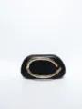 Elegante schwarze Abendtasche mit auffälligem goldenem Metallgriff für Partys und Banquets. - KB715 Schwarz