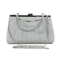 Silberne Glitzer-Abendtasche Clutch mit Metall-Rundgriff und Kettenschulterriemen. - TW192YL Silber