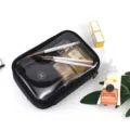 Klarer PVC Make-up-Beutel schwarze Kosmetiktasche tragbarer Kulturbeutel Reiserucksack - M