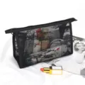 Schwarze Spitze Mesh Kosmetiktasche tragbare Reißverschluss Make-up Tasche Reise Organizer - Kleine Spitzen-Stil / Schwarz