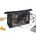 Schwarze Netz-Kosmetiktasche transparente tragbare Reise Make-up Tasche grosse Kapazitaet. - Mittlerer Spitzen-Stil / Schwarz