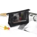 Schwarze spitzen netz kosmetiktasche tragbare transparente reise make up tasche damen - Großer Spitzenstil / Schwarz