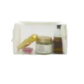 Transparente Kosmetiktasche aus Mesh, tragbarer quadratischer Make-up-Beutel für die reise. - Weiß Mittel