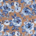 Blue floral kraft gift wrapping paper roll, vintage watercolor flower pattern for presents. - Birthday Series - Blue Floral Paradise / Roll 43cmx3m