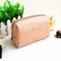 Minimalistische Damen Saffiano Leder Kosmetiktasche, elegante Make-up Organizer Tasche. - Aprikose
