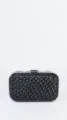 Detail der schwarzen Kristall Abendtasche, elegante strassbesetzte Hardcase Handtasche fur Party. - Schwarz