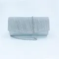 Silber Glitzer Abendtasche mit Kette, funkelnde plissierte Clutch Detailansicht für Partys. - TW252 Silber