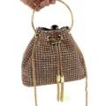 Elegante Kristall Strass Abendtasche Beutel mit Metall Griff und Kette für Damen. - Champagner