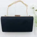 Schwarze Wildleder Abendtasche Clutch mit goldener Kette, elegante Box Handtasche für Damen. - TW130 Schwarz