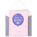 Dopamine style pink greeting card with envelope and cute party design for gifts. - Balloon Party