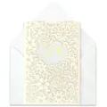 French laser cut wedding invitation card with floral hollow design and elegant matching envelope. - Purple Wedding Card / Purple