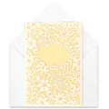 French laser cut wedding invitation card with floral design and envelope for special event. - Yellow Wedding Card / Yellow