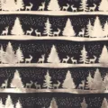 Christmas gift wrapping paper with gold foil elk and snowflake pattern on black background. - Gold Deer Forest