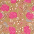 Papier cadeau kraft motif floral fleurs roses style vintage rouleau d'emballage 01 - Rose Ardente / 43cm*3m
