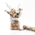 Kraft paper gift wrapping roll with gold snowflake design for Christmas, birthday and party present. - Christmas Series Snowflake Kraft Paper
