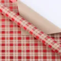 Red metallic plaid kraft wrapping paper for Christmas, Valentine and birthday gift packaging - Christmas Series Red Plaid