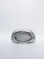 Silver metallic evening clutch bag with unique curved handle for party and wedding events. - KB715 Silver