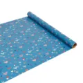Rouleau de papier cadeau bleu avec des cœurs colorés mignons pour emballage de fête. - Cœur Double Face