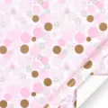 Pink metallic gift wrapping paper variant with abstract golden dots and sweet pastel circles. - Diverse Dot / 50*70cm