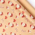 Christmas kraft wrapping paper roll with cute Santa and gift patterns for holiday gift packaging. - Custom Order - Kraft Gift / Roll