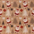 Christmas gift wrapping paper roll featuring cute Santa Claus and tree patterns for holiday party. - Christmas Series - Christmas Adventure / Roll