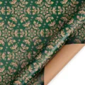 Green Christmas wrapping paper roll with brown snowflake pattern for holiday gift packaging. - Christmas Series - Snow Crystal Tribute / Sheet