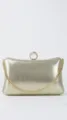 Goldene Abendtasche Clutch mit Metallkette und Strass Ringverschluss für elegante Partys. - Champagner
