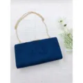 Elegante dunkelblaue Wildleder Abendtasche mit Goldkette Damen Clutch für Party Hochzeit - TW130 Blau