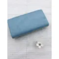 Blaue Wildleder Abendtasche mit Goldrand, elegante Hartschalen Handtasche fuer Damen. - TW130 Hellblau