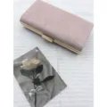 Rosa Wildleder Clutch Tasche Elegante Abendtasche mit Goldem Rahmen Hartschale Damen - TW130 Hellrosa