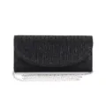 Elegante schwarze Glitzer Abendtasche mit edler Silberkette fuer Hochzeit und elegante Partys. - TW265 Schwarz