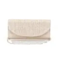 Elegante Glitzer Abendtasche mit Silber Kette fuer Party, Hochzeit und formelle Anlaesse. - TW265 Champagner