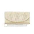 Goldene Glitzer Abendtasche Detailansicht mit funkelndem Stoff und silberner Kette. - TW265 Gold